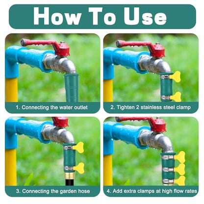 3 Sets Universal Faucet Water Hose Adapter with Clamps Fits 3/4" Thickened Rv Sink Hose Attachment Connector for Garden Kitchen Bathroom Damaged/stripped Faucet Threads or Threadless