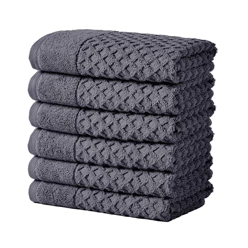 Great Bay Home Hand Towels - 100% Cotton 6 Pack 26x16 Hand Towel Set - Absorbent, Durable, Quick-Dry Towels for Bathroom (Stone Blue) - color: 12 Stone Blue, size: Hand Towel (Pack of 6)