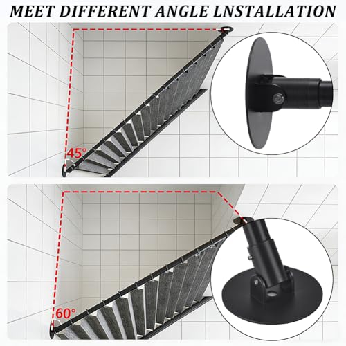 AHANDMAKER 2Pcs Adjustable Shower Curtain Rod Bracket for Slanted Wall, 22mm Angled Shower Rod Mount Stainless Steel Single Swivel Flange for Bathroom Angled Sloped Ceiling Wall, Black - size: 22.5mm