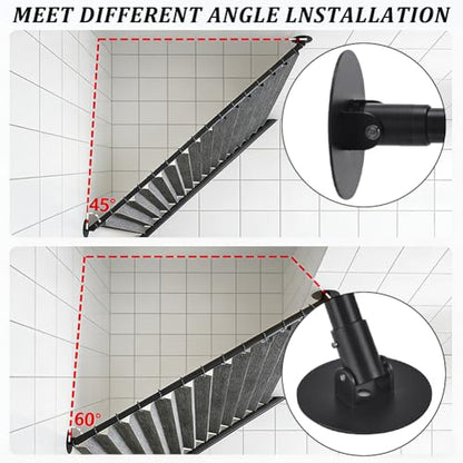 AHANDMAKER 2Pcs Adjustable Shower Curtain Rod Bracket for Slanted Wall, 22mm Angled Shower Rod Mount Stainless Steel Single Swivel Flange for Bathroom Angled Sloped Ceiling Wall, Black - size: 22.5mm