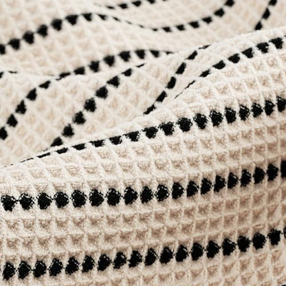 POLYTE 430 GSM Poly Blend Microfiber Quick Dry Waffle Bath Towel, 30x60 in | 4 Pack, Oversize, Lint Free, Body Towel - color: Light Beige/Black