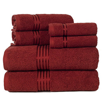 Bedford Home 100% Cotton Hotel 6 Piece Towel Set - Burgundy - color: Burgundy