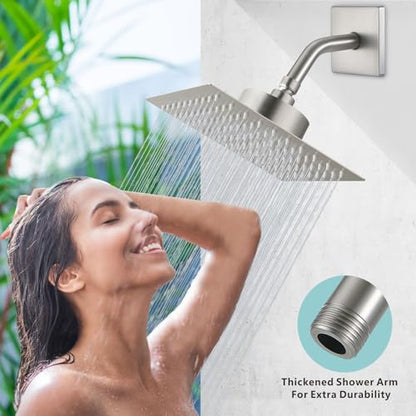 Shower Arm with 3.5" Flange, 6 Inch Wall Mount Replacement Shower Head Arm For Fixed Shower Heads and Handheld Showerhead, Brushed Nickel - color: Brushed Nickel, style: 6 Inch