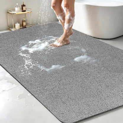 58x44 Extra Large Shower Mat, Non Slip Shower Mats for Inside Shower, Bathtub Mat Non Slip, Soft PVC Loofah Anti Slip Shower Stall Mat for Bathroom & Wet Area, Quick Drying, Grey - color: Gray