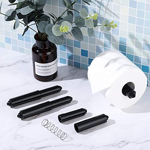 Shappy 4 Pcs Universal Toilet Paper Holder Replacement Rod Spring Loaded Plastic Retractable Paper Replacement Rod Toilet Tissue Roll Holder Insert for Bathroom Home Fixture Accessories (Black) - color: Black