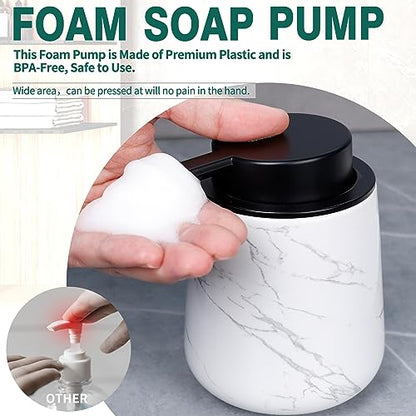 Bosilunlife 12Oz Ceramic Foam Soap Dispenser for Bathroom Kitchen Counter | Premium countertop foam pump creates delicate dense foam, stable desktop placement, Marble - color: Marble