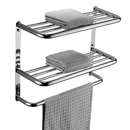 LUANT Bathroom Shelf 3-Tier Wall Mounting Rack with Towel Bars - color: Polished 20 Inch