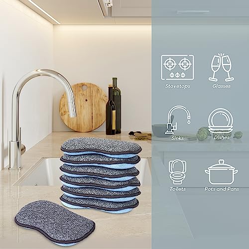 Multi-Purpose Sponges Kitchen By Scrub-it - Non-Scratch Microfiber sponges for Cleaning, Along with Heavy Duty Scrubbing Power - Reusable Dish Sponge for Dishes, Pots and Pans (6 Pack, Small) - size: Small (Pack of 6)