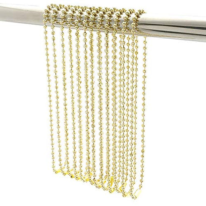 Gold Shower Curtain Hooks, 55 Inch Ball Chain Design, 12 Pack Rust-Resistant Metal Curtain Rings for Bathroom Rods, Heavy Duty 4.5mm Shower Curtain Hangers - color: Gold