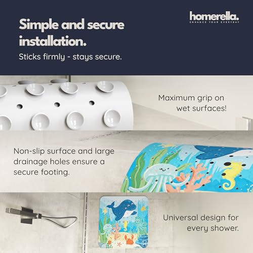homerella Square Shower Mat Non Slip Anti Mold 21x21 Anti Slip Shower Mat | 100% BPA Free, Mildew Resistant, Machine Washable, Shower Mats for Inside Shower, Shower Floor Mat Mat Non Slip EU Certified - color: Magic Sea