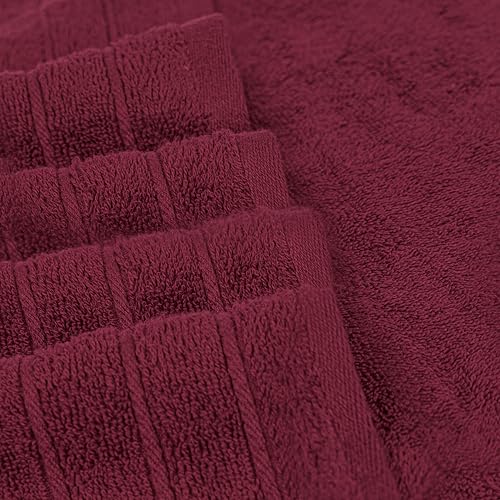 4 Piece Extra Large Bath Towels 30 x 60 Inches, Burgundy | 100% Cotton, Larger & Lighter Weight, Quicker to Dry, Super Soft and Absorbent, Perfect for Bathroom - color: Burgundy