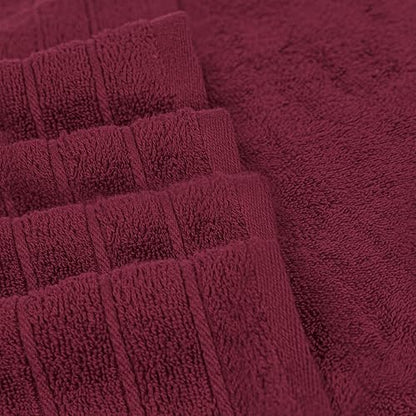 4 Piece Extra Large Bath Towels 30 x 60 Inches, Burgundy | 100% Cotton, Larger & Lighter Weight, Quicker to Dry, Super Soft and Absorbent, Perfect for Bathroom - color: Burgundy
