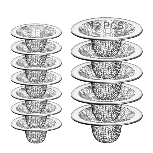 12PCS Stainless Steel Slop Basket Filter Trap, 2.75" & 4.41" Mesh Sink Drain Strainer Screen Bathroom Kitchen, Drain Mesh Basket Cover Hair Catcher for Lavatory RV Shower Floor Utility Drain - size: 2.75'' & 4.41'' (12 Pcs)