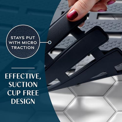 SlipX Solutions 31"x15" Weighted Non Slip Bath Mat for Textured Tubs, Black | No Suction Cup Design, Safe For Refinished Bathtubs & Showers, Doesn't Float, Stays Put On Tile, Texture, & Stone - color: Black