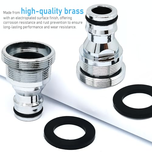 1pcs Brass Faucet Tap Quick Connector Adapter Kit,28mm Male Thread x 1mm Pitch Connector,Universal Faucet Adapter for Washing Machine And Pressure Washer(Silver) - size: 28mm Male Thread x 1mm