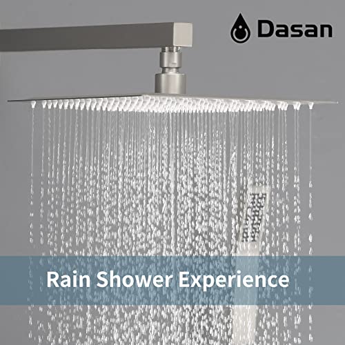 Full Body Rain Shower System with 4 Body Shower Jets & 12" Wall Mount Rainfall Shower Head & Handheld, DASAN Multi Shower Head System Brushed Nickel Rain Shower Faucets sets Combo with Rough-in Valve - color: Brushed Nickel