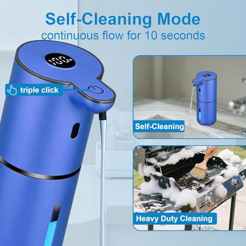 OHIFAST Automatic Liquid Soap Dispenser Touchless, USB Rechargeable Smart Hand Soap Dispenser, 6-Level Adjustable, 12.8oz/380mL Wall Mounted for Bathroom Kitchen Accessories Dish Soap-Blue - color: Blue, style: Liquid