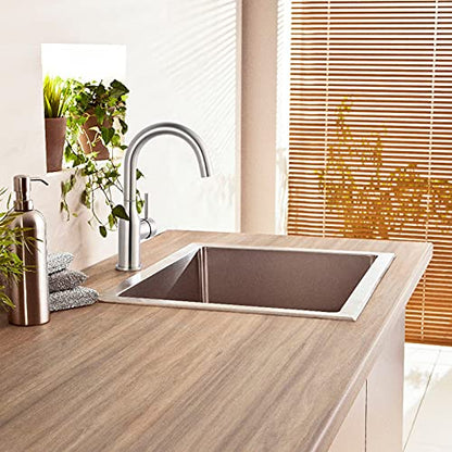 WOWOW Single Handle Bar Sink Faucet 1 Hole Bar Faucet Brushed Nickel Small Kitchen Faucet Modern Commercial Faucet for Sinks RV Sink Faucets with Water Supply Lines - color: Brushed Nickel