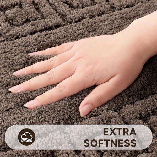 Pauwer Bathroom Rugs Sets 3 Piece, Plush Absorbent Bath Rug, Coffee | Microfiber Bath Mat Set, Non Slip Washable, Quick Dry Floor Carprt, Soft U Shaped Toilet Mats For Bathroom Shower Sink - color: Coffee
