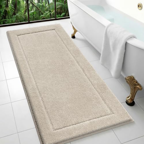 Bathroom Rug 24" x 60, Bath Mat, Runner Rug for Kitchen, Hallway | Non Slip, Absorbent and Quick Drying, Absorbent, Washable Rug for Bathtub, sink, Shower, Bedroom, Laundry, Floor - color: Beige, size: 24" x 60"
