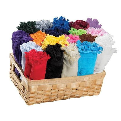 Set of 12 Premium Fringed Velour Fingertip Towels (Purple)-PKG of 1 Dozen | 11" x 18" | 100% Cotton, Soft Velour Finish | Elegant Guest Towels for Bathroom, Spa, Events & Embroidery - color: Purple