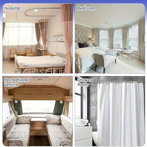 Flexible Bendable Curtain Track, 3.28ft Wall Mount PVC Steel Plate, Heavy Duty Ceiling Curtain Track, Curved Tracks for Window Bay Shower (White-2pcs) - color: White-2pcs