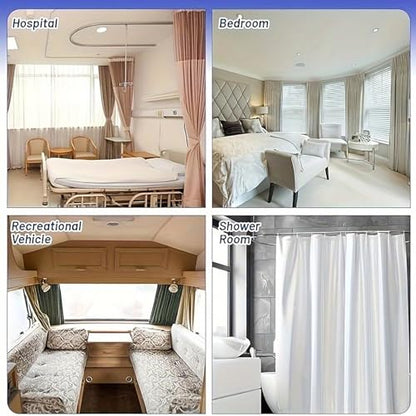 Flexible Bendable Curtain Track, 3.28ft Wall Mount PVC Steel Plate, Heavy Duty Ceiling Curtain Track, Curved Tracks for Window Bay Shower (White-2pcs) - color: White-2pcs
