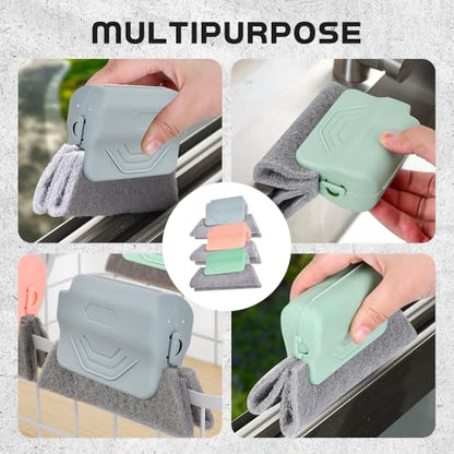 Runsgo Window Track Cleaner, Handheld Cleaning Brush Set, for Window Slides Grooves, Tile Grout Lines, Shutter Slats, Car Ac Vents & Narrow Gaps (Green 3pcs) - color: Green 3pcs