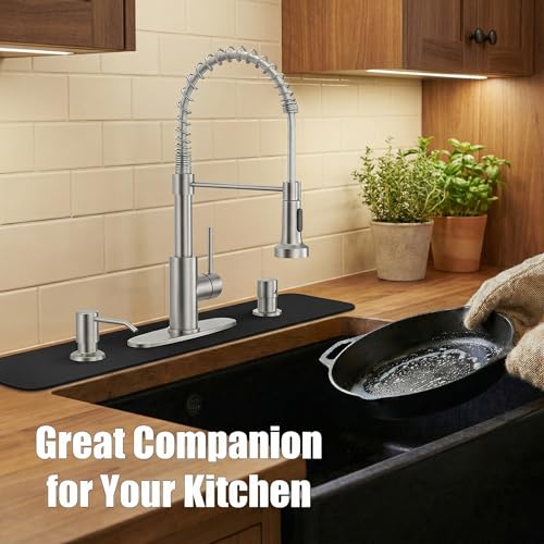 Absorbent Kitchen Sink Faucet Mat for 3-Hole 8" On-Center Faucets, 24"x4" | Fits Sink with Soap Dispenser, Air Gap & Side Sprayer - Cuttable Drip Catcher Splash Guard for Irregular & 3, 4 Hole Sinks - size: 8''On Center 24''L