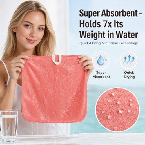 Wash Cloths 8 Pack, 400GSM Reusable Makeup Remover Cloth for Daily Skincare | 12 x 12 Inch Microfiber Face Cleansing Towels, Soft Makeup Remover Towels for Sensitive Skin, Machine Washable Face Towels - color: Mixedcolor
