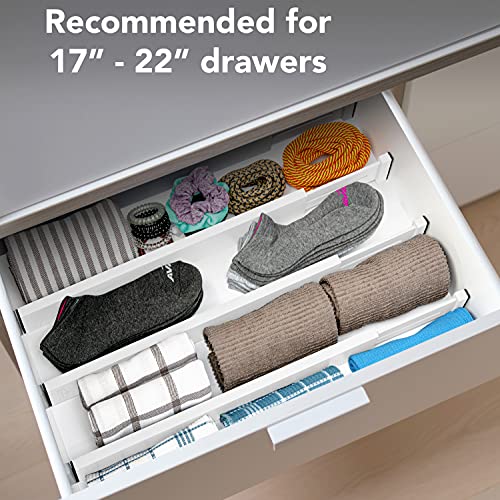 Bamboo Drawer Dividers, Adjustable & Expandable, 4 Pack, White, Kitchen, Bathroom & Office Drawer Organizer (4pk)