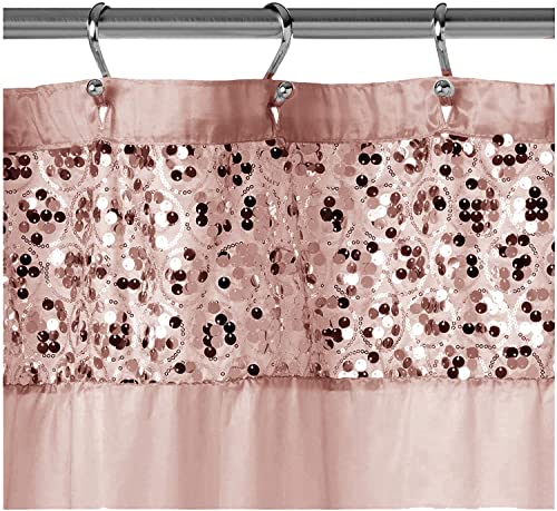 Zahari Home 13pc Sinatra Bathroom Shower Curtain Set - Blush Luxury Fabric With 12 Hooks - Unique Design Bling - color: Sinatra Blush, style: Shower Curtain and 12 Shower Hooks
