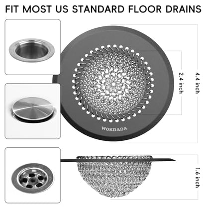 Shower Hair Drain Catcher, 4.4" Anti-Clog Bathtub Drain Cover, Dark Gray | Reversible Flip Clean, Fast Drainage, Anti-Slip Base, Rust-Proof, Fits Pop-Up & Regular Drains, 304 Stainless Steel, Patented - color: Dark Gray