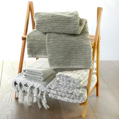 SKL Home CloudSoft Cotton Luxury 2-Piece Hand Towel Set, Sage - color: Sage, style: Hand Towels (Set of 2)