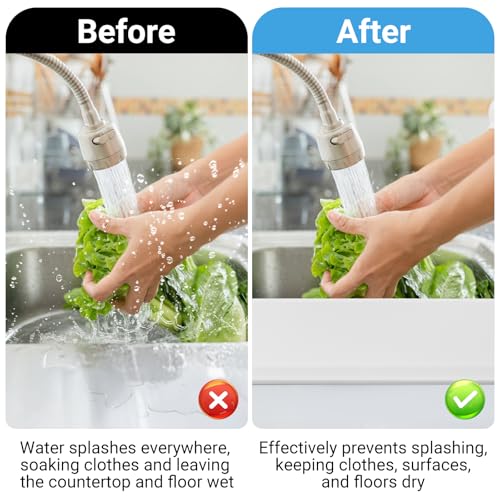19.3 inch Silicone Sink Splash Guard, Splash Guard for Kitchen Sink Area, Backsplash Protector for Kitchen Countertop & Bathroom Bathtub with Non-Slip Strong Suction, White - color: White