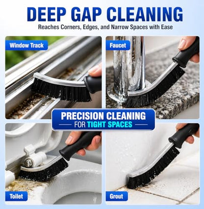 Cadley Cleaning Brush Set of 6, Cleaning Brushes for Household Use, Grout Cleaner Brush with Long Handle, Gap Cleaning Tool, Hard Bristle Brushes for Bathroom, Kitchen & Home Essentials