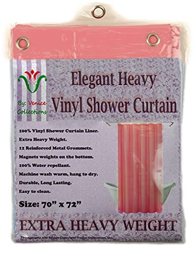 Elegant Heavy Duty Vinyl Shower Curtain Liner with 12 Metal Grommets Dusty Rose - color: Dusty Rose