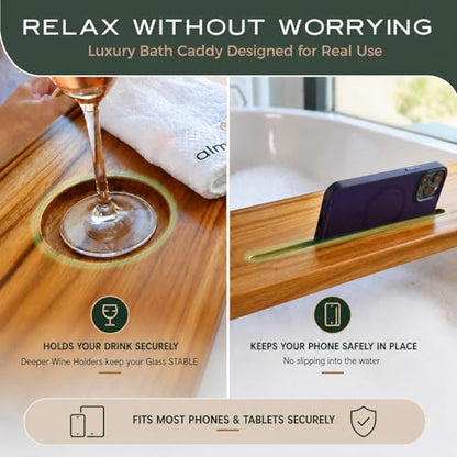 Fjord 29" Premium Teak Bathtub Tray for Small & Standard Tubs - size: Short (29 in)