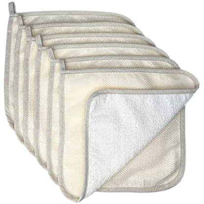 Large XL Soft Weave Cotton Washcloths - Exfoliating Scrubbers for Face & Body - 6 Pack