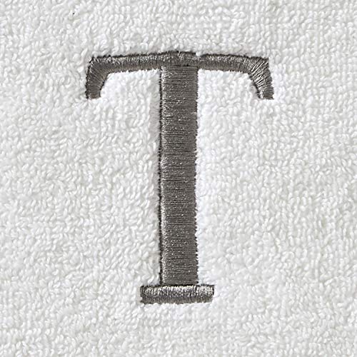 SKL Home Casual Monogram Hand Towel Set, T, 16x26, White 2 Count - color: Casual Monogram Hand Towel Set, size: Hand Towel Set, style: T