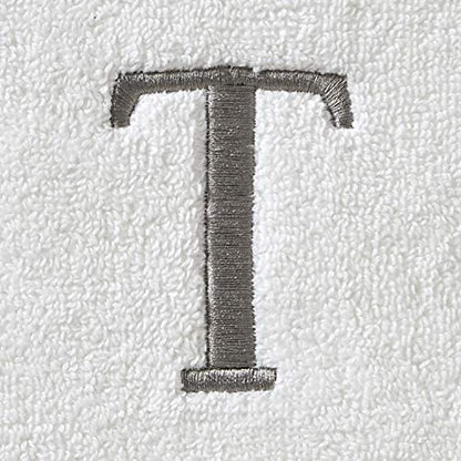 SKL Home Casual Monogram Hand Towel Set, T, 16x26, White 2 Count - color: Casual Monogram Hand Towel Set, size: Hand Towel Set, style: T