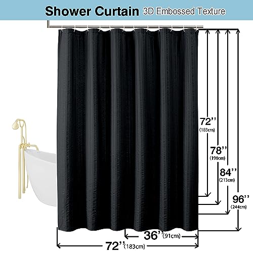 Aiyufeng Moga Fabric Black Shower Curtain 36 x 72 Inches Bath Stall Size, Hotel Quality, Washable, Black Spa Bathroom Curtains, 36x72 - color: Black, size: 36"W x 72"L (Pack of 1)