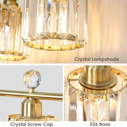 3-Light Gold Bathroom Light Fixtures | Modern K9 Crystal Vanity Lights, Wall Sconce, Stainless Steel Base, Elegant Bathroom & Bedroom Lighting - color: Gold, size: Round-3-Light
