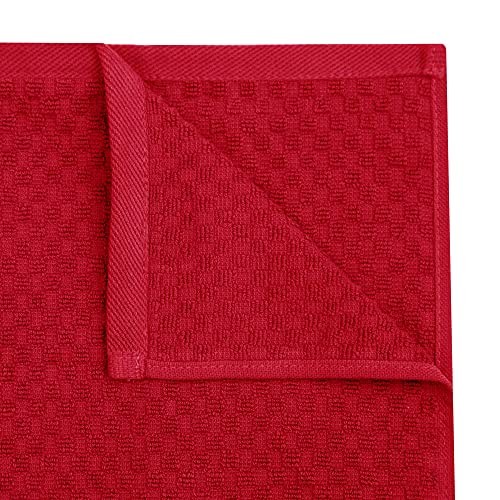 COTTON CRAFT Amazing Kitchen Towels - 8 Pack 100% Cotton Waffle Terry Towel | Red - 16x28 inch Euro Café Waffle Weave Dish Towels - Soft Absorbent Quick Dry Low Lint Reusable Pantry Bar Cleaning Cloth - color: Red, size: 8 Pack