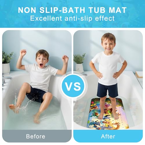 Upgrade Cartoon Baby Bath Mat Non Slip - 40"x16" Extra Long Bathtub Mat for Baby Eco Friendly Durable Bath Mat for Tub Non Slip Kids Tub Mat with Suction Cups, Machine Washable and No Fading, Dusk - color: L-dusk