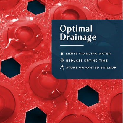 SlipX Solutions 39"x16" Power Grip Non Slip Bathtub Shower Mat, Red | Stronger Wet Surface Protection, Soft Under Foot, 265+ Suction Cups, Large Drainage Holes - color: Clear Red