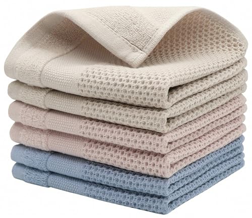 Cotton Dish Rags Dish Cloths for Washing Dishes,12”x12”, 6 Pack,Multi Color | Soft Kitchen Washcloths Rags, Absorbent Waffle Kitchen Hand Towels, Cotton Dish Towels for Kitchen Drying - color: Multi Color 2, size: 12inch x 12inch