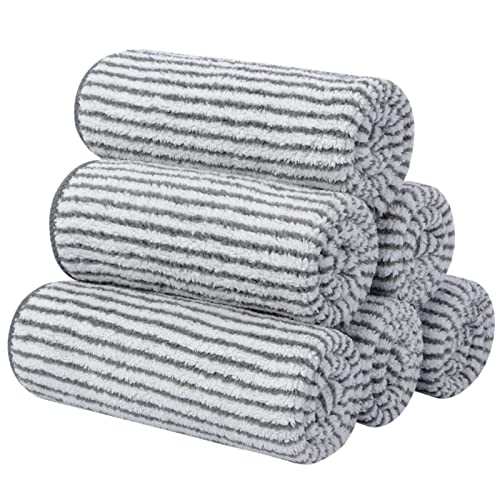 Microfiber Face Towels Soft Washcloths 12Inch x 12Inch 6 Pack Stripe | Highly Absorbent Face Cloth,Feel Fingertip Towels,Multi-Purpose Wash Cloths for Bathroom, Gym, Hotel, Spa - color: Grey Stripes