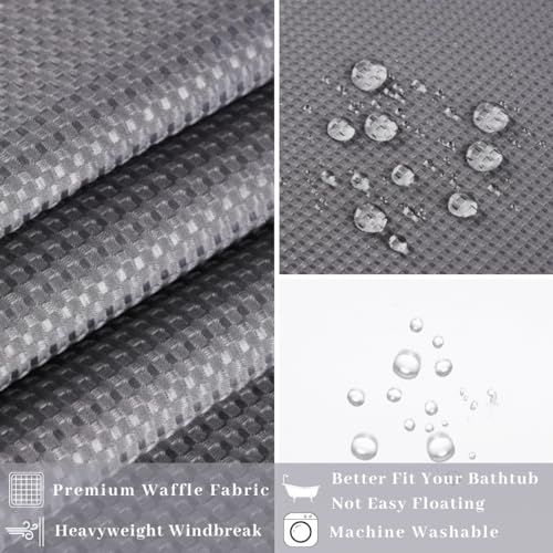 Extra Long 71x79 Gray Waffle Fabric Hook Free Shower Curtain with Removable Polyester Liner–Heavy Weight - color: Grey, size: 71"W x 79"L (Pack of 1)