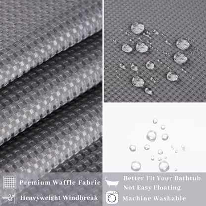 Extra Long 71x79 Gray Waffle Fabric Hook Free Shower Curtain with Removable Polyester Liner–Heavy Weight - color: Grey, size: 71"W x 79"L (Pack of 1)